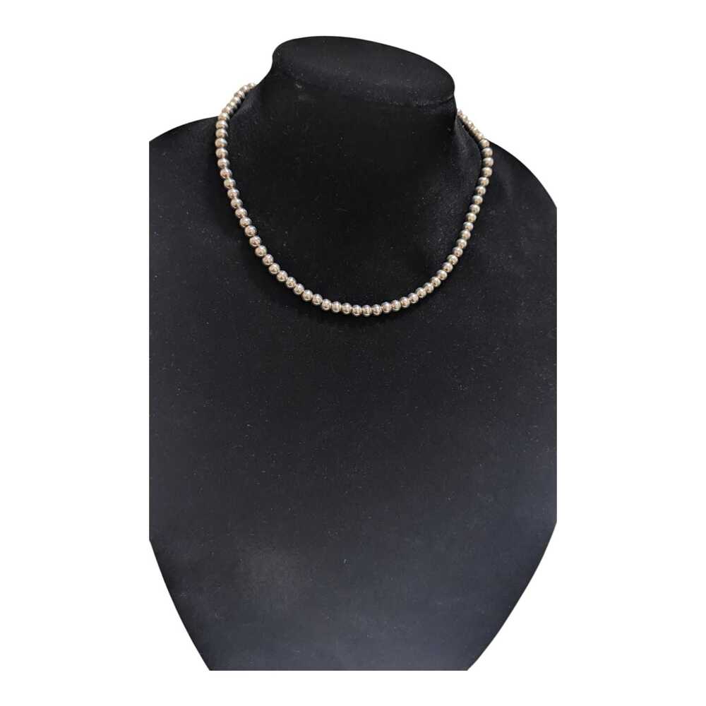 Vintage 925 Silver Beaded Necklace 18" Estate Jewelry Mid‎ Century Sterling